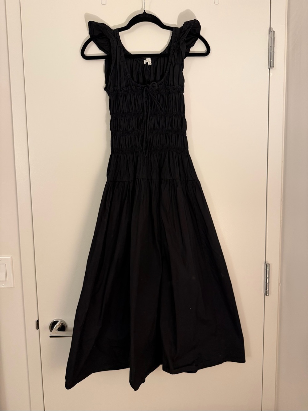 Smocked Midi Dress with Flutter Sleeves